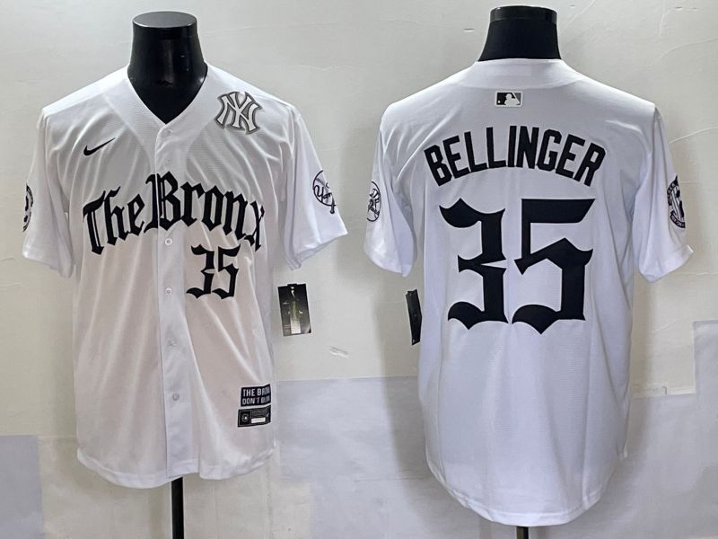 Men 2025 New York Yankees #35 Bellinger White Five generations Joint Name Nike MLB Jersey style 5